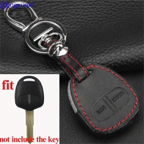 Jingyuqin 2 Buttons Leather Car Key Case Cover for Mitsubishi outlander ASX colt LANCER Grandis Pajero sport Remote Key Cover