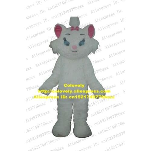 Smart Marie White The Aristocats Cat Pussycat Moggie Kitten Mascot Costume Cartoon With White Pink Ears Blue Eyes No.4258 FS