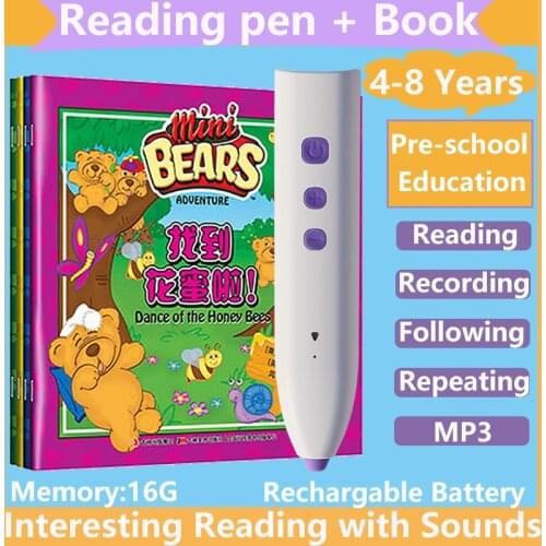 Best gift for Childrens day Language Learning Toy Reading Pen and Story Books For Preschool Kids 2-8years