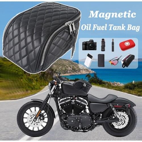 Magnetic Toolkit Tankbag For Harley Sportster XL883 XL1200 XL 1200 883 Motorcycle Diamond PU Leather Oil Fuel Tank Travel Bag