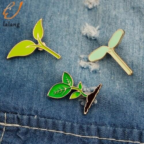 Fashion Cartoon Cute Mini Plant Bean sprouts Brooches for Women Denim Jackets Lapel Pins Hat Badges Kid Jewelry Accessories