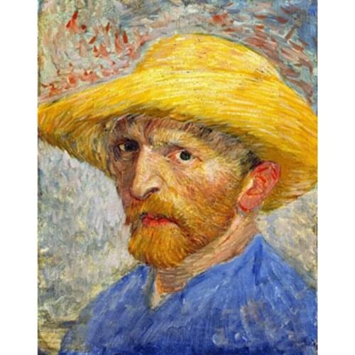 Painting By Numbers DIY Dropshipping 50x65cm Van Gogh in a straw hat Figure Handmade For Living Room Wall Decor Oil Painting