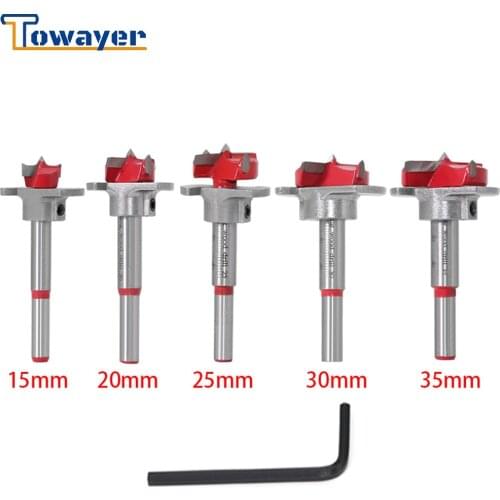 15-35mm Carbide Tip Drill Bit Woodworking Tools Hole Saw Cutter Hinge Boring Drill Bits Round Shank Tungsten Carbide Cutte