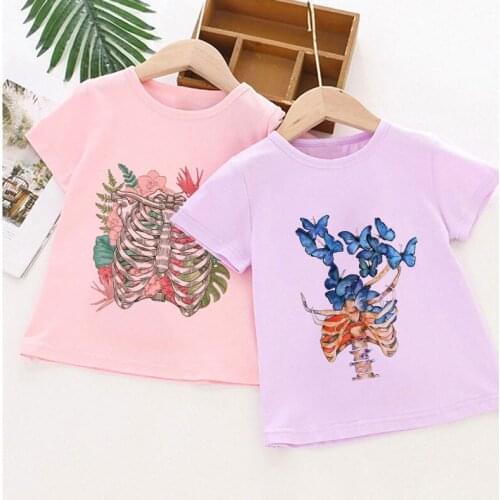 Breastbone Plant Novelty Printed Boys Clothes Kids T Shirt Kawaii Girls Tops Casual Baby Girl Shirt Summer fashion Short Sleeve