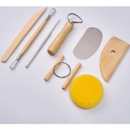 8pcs/set DIY Art Basic Clay Pottery Tool Set Crafts Clay Sculpting Tool Kit Pottery & Ceramics Wooden Handle Modeling Clay Tools