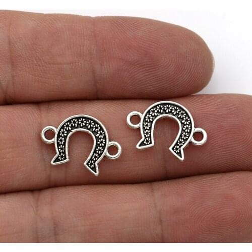 JAKONGO Antique Silver Plated Horseshoe Connector for Jewelry Making Bracelet DIY Accessories 17x12mm
