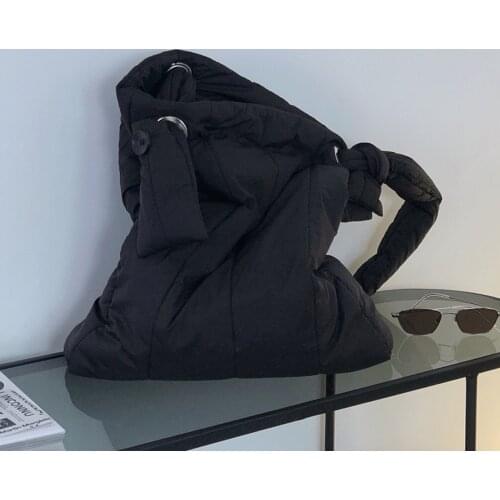 Winter Simple Womens Bag Polyester Large Capacity Women Tote Luxury Folds Women Shoulder Bag Solid Casual Ladies Crossbody Bags