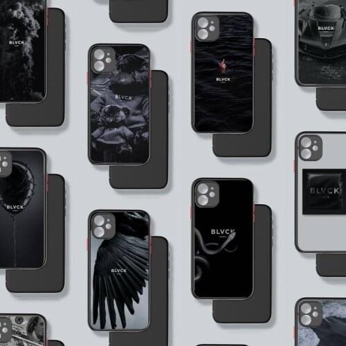 Luxury design black blvck bear flower Phone Case Matte Transparent for iPhone 7 8 11 12 s mini pro X XS XR MAX Plus coque