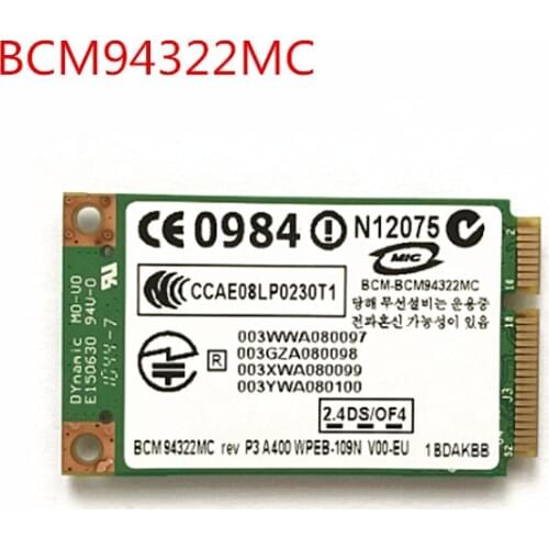 Broadcom 4322 AGN 300Mbps Network Adapter for Apple BCM94322MC BCM4322 Full Size PCI-E 802.11 a/g/n 300M WIFI Wireless Mini Card