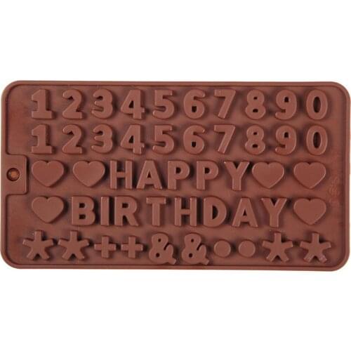 Silicone Numbers English Letters Happy Birthday Chocolate Mold Cake Baking Mousse Mold