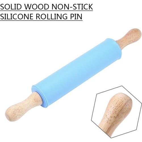 1pc 30cm Non-Stick Rolling Pin Wooden Handle Baking Pastry Pizza Roller Sticks Baking Tools Parts
