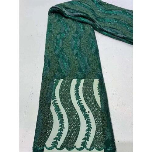 Speical African Tulle Lace Fabric 6JRB-121501 with Glued Glitter Beads French Net Lace Fabric 5 Yards for Party Dress