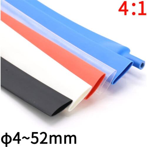 1Meter 4 6 8 12mm 16mm 20mm 24mm 52 mm Heat Shrink Tube with Glue Adhesive Lined 4:1 Dual Wall Tubing Sleeve Wrap Wire Cable kit