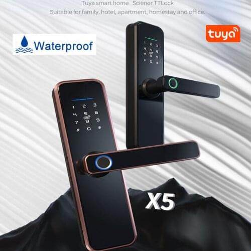 Smart Lock Waterproof Tuya Biometric Fingerprint Security Intelligent Smart WiFi APP Password Electronic Door Lock