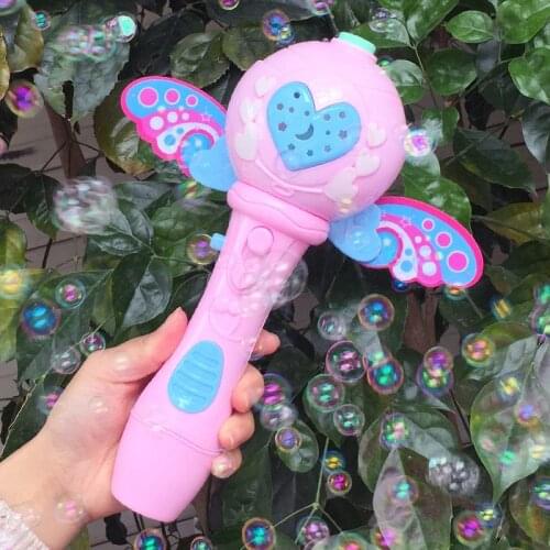 Star Fairy Magic Wand Bubble Gun Automatic Electric Blowing Maker Machine With Light and Music Outdoor Game Fun Toy for Children