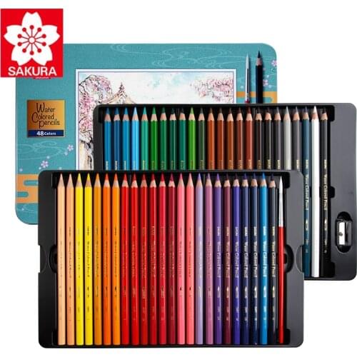 Japan Sakura 24/36/48 color professional water-soluble color pencil set XPY student painting coloring pencil