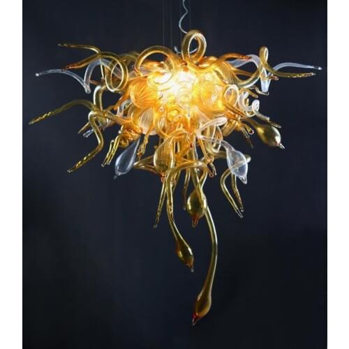Brilliant Amber Color Flower Lamps for living room LED Handmade Blown GLass Chandelier light Fixture