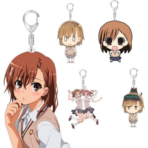 Misaka Mikoto Woman Keychain Acrylic Charms Man Key Chain Men Pendant Key Ring Girls Key Holder Jewelry Llaveros Shirai Kuroko