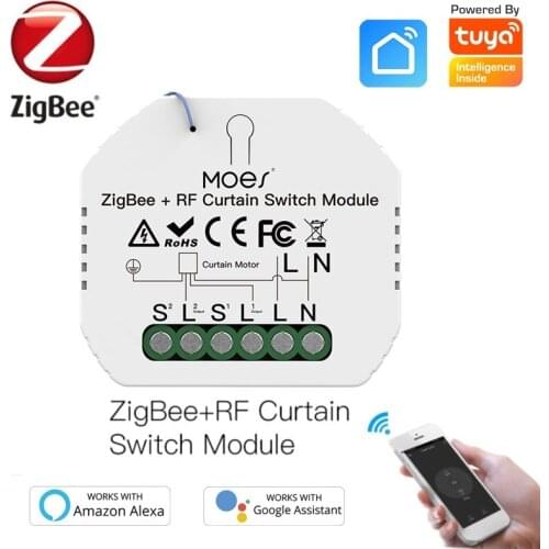 ZigBee 3.0 RF433 Smart Curtain Switch Module Motorized Roller Shutter Blinds Motor 2MQTT Tuya APP Work With Alexa Google Home