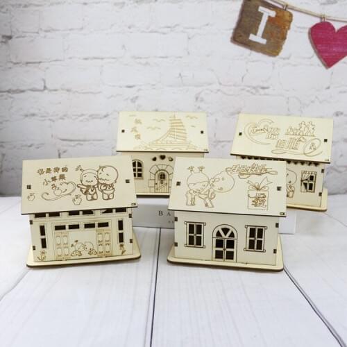 1PC Wooden Villa Saving Money Coin Box Piggy Bank with Night Light for Kids Toy Gift Birthday Gift Home Decor Ornament MO 013