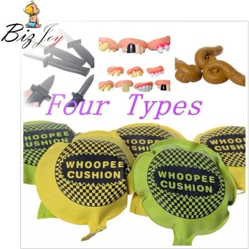 1PCS Funny Tricky Jokes Gag Toy Whoopee Cushion Fart Pad Squishy Shit Retractable Knife Denture Teeth Maker Novelty Games Kids