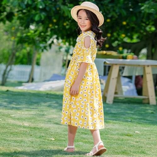 2021 Girl Dress Summer Floral Chiffon Princess Dress Elegant Kids Dresses for Girls Teen Children Clothing 4 6 8 10 12 14 Years