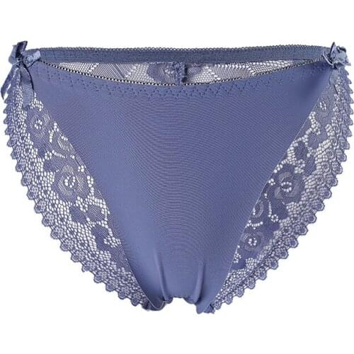 3 Pack Sexy womens panties European sexy lace ladies underwear fashion women beach bikini ice silk seamless womens briefs