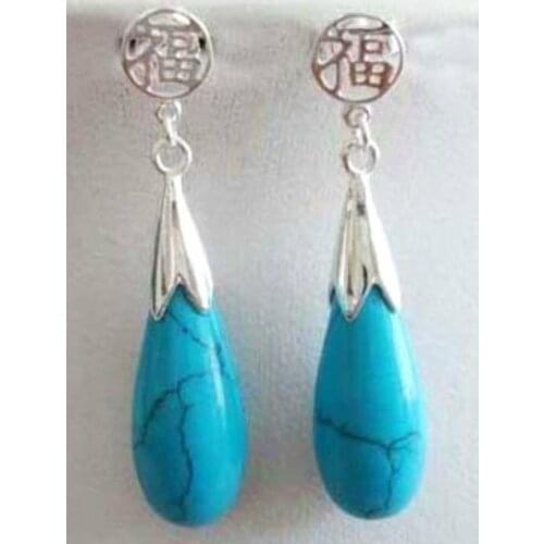 6 colors! fine green/purple/blue /black natural jade Turquoise bless stud earrings