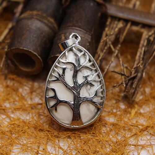 6pcs Natural Stone Hollow-out treasure tree box Pendants malachite Meditation Quartz Treat Crystal Charm for Jewelry Making Free