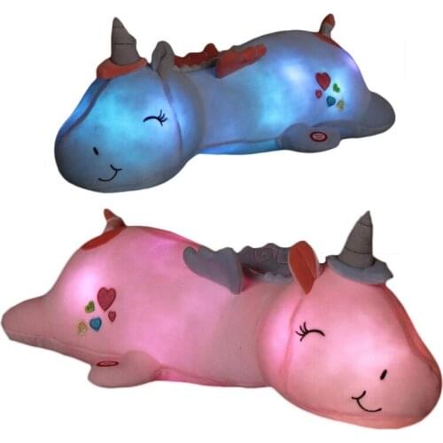 60CM Cute LED Light Unicorn Pillow Unicorn Plush Toys Lovely Luminous Animal Stuffed Dolls