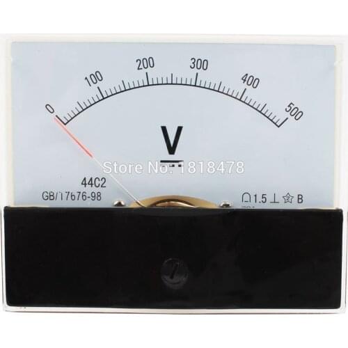 Class 1.5 DC 0-500V Analog Voltmeter Gauge Panel Volt Meter 44C2-500V 10V 20V 30V 50V 100V 150V 250V 300V