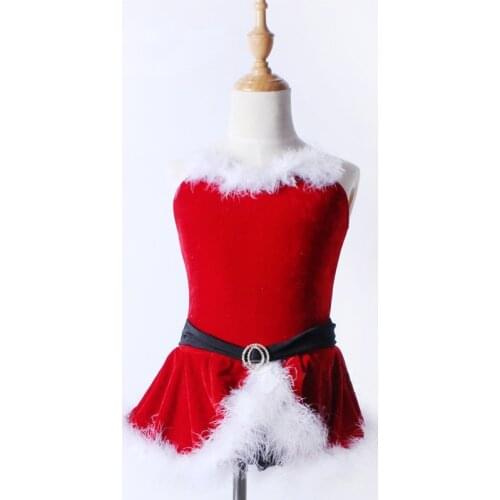 Velvet Christmas Modern Dance Costumes For Kids Red Camisole Dress For Women C384