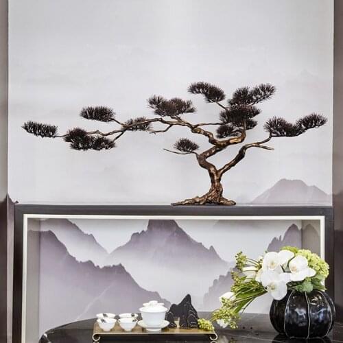 Lucky Welcome Pine Tree Chinese Hotel Large Sculpture Decoration Living Room Office Entrance Art Opening Decoration