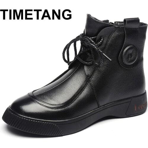 TIMETANG Womens boots winter boots womens shoes leather platform shoes women platform shoes womens Chelsea boots women new