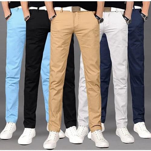 Classic 8 Color Casual Pants Men Spring Summer Brand New Business Fashion Comfortable Cotton Straight Trousers