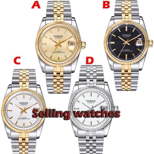Parnis 36mm Luxury Automatic wrist watch men date waterproof sapphire glass Automatic Self-Wind Movement luminous mens watches