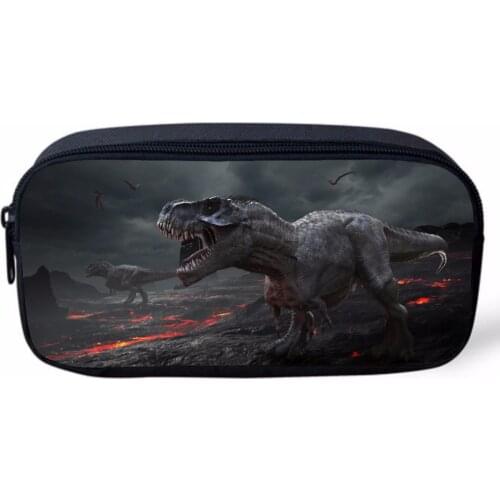 Cool Boy Pencil Case Monster Dinosaur Printed Women Cosmetic Bag With Zipper Makeup Storage Bag Children Stationery Pencil Bags