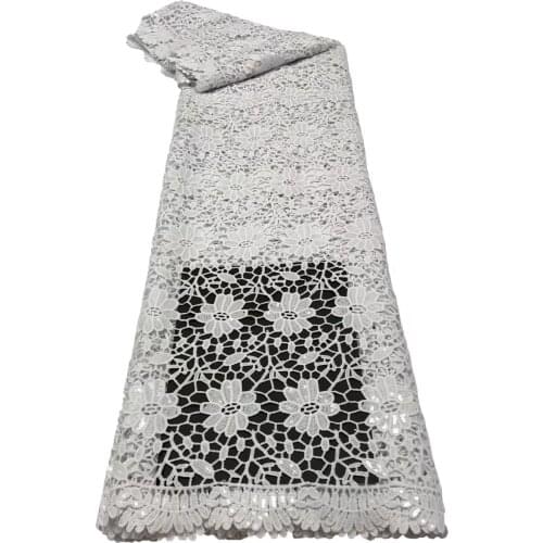 Pure white Cord Guipure Lace 2021 High Quality African Cord Lace Fabric Sequins Embroidery French Lace Fabric For Wedding Dress