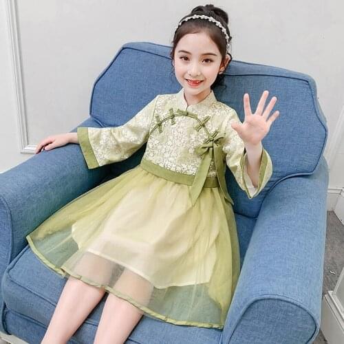 Baby Hanfu Princess Chinese Style Dress Children Kids Dresses For Girls Clothes Costume Big Kids 2021 New Spring Autumn