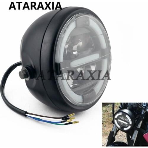 6" Motorcycle LED Headlight High Low Beam DRL Daytime Running Light LED Retro For Honda Kawasaki Yamaha Victory Cafer Racer