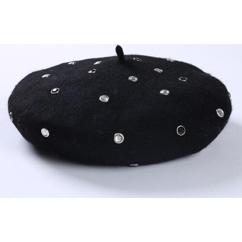 Bonnets Beret hat women wool solid color beret retro hat retro plain beret hat warm hat elegant ladies winter hat