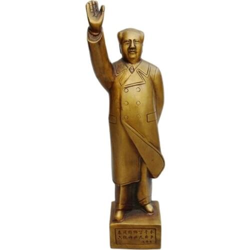 Chinese Cultural Revolution Old Copper Statue Portrait of Chairman Mao