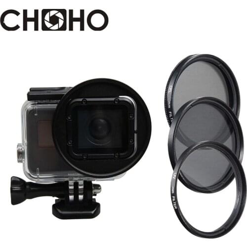 For GoPro 5 6 7 Black Filter UV CPL ND4 58mm Adapter Ring Filtors + Lens Protector Cap For Waterproof Case NEW Accessories
