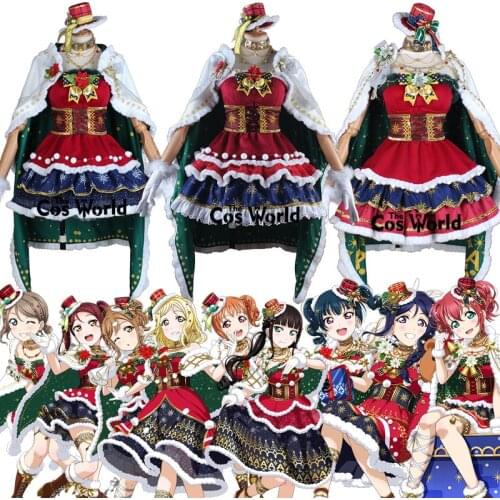 Love Live Sunshine Aqours Christmas 9 Characters Takami Chika Watanabe You Kurosawa Ruby Dress Uniform Anime Cosplay Costumes