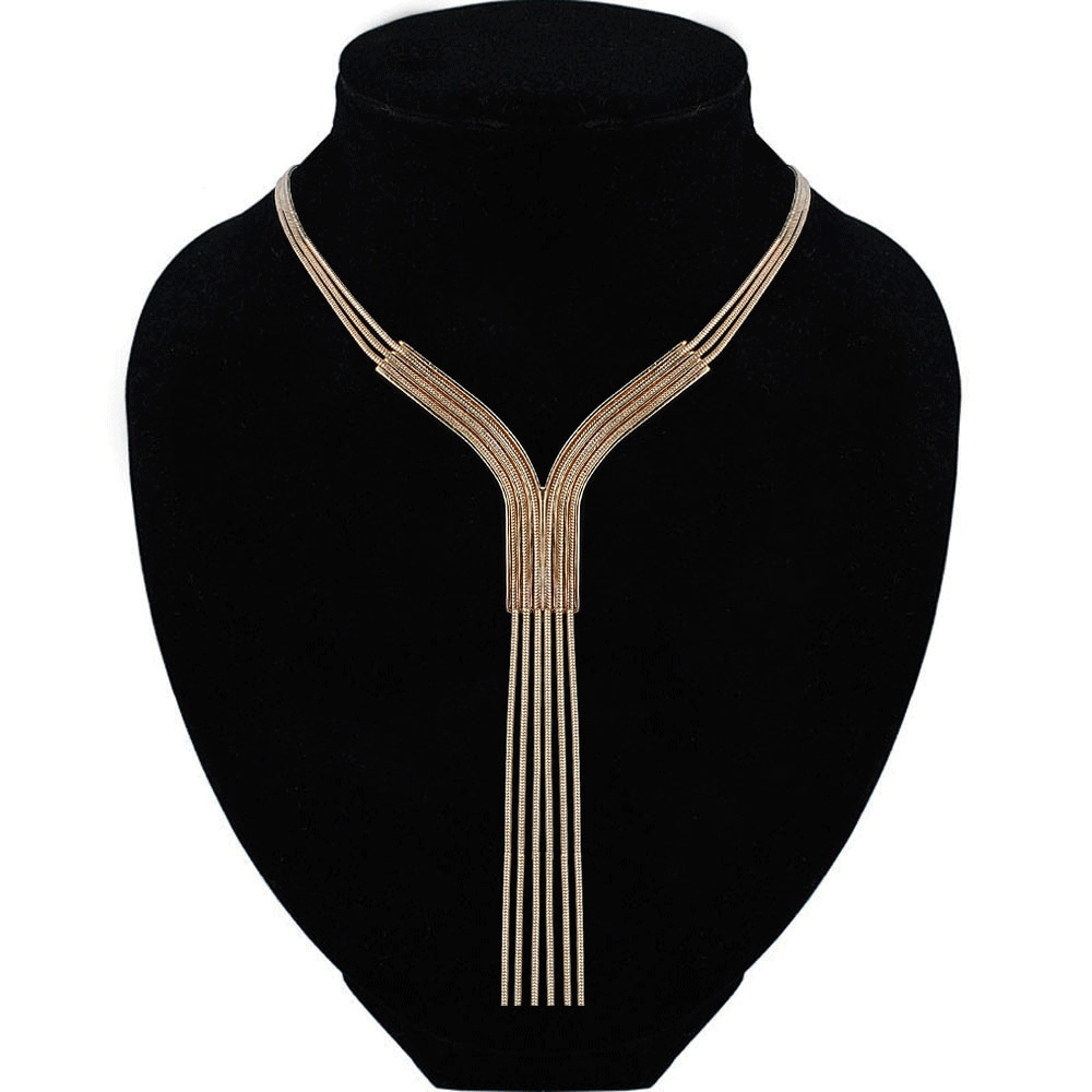 Trendy Necklace for Women Roes Gold plate Snake Chain Tassel Necklace Sexy Fashion Jewelry Accessories