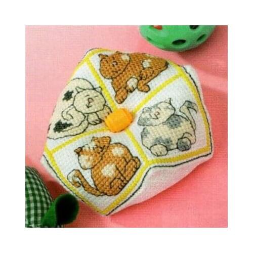 Cross Stitch Pin Neddle Cushion 003 14ct Biscornu Needlework DIY Kit Embroidery Set Counted Cross-Stitching Pincushion