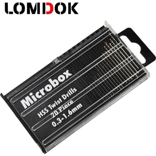 LOMDOK 20PC 0.3-1.6mm HSS Mini Drill Micro Twist Drill Bit Set High Speed Steel for PCB Wood Jewelry Hobby Drilling Tools