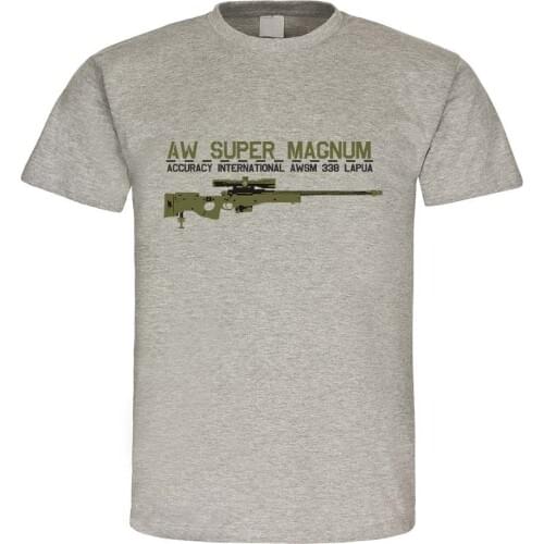 New Fashion Mens Tops Cool O Neck T-Shirt Awsm 338 Lapua Awm Sniper Sniper Rifle Gewehr Sniper Band T Shirts