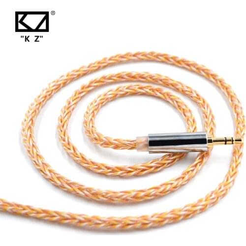 New KZ Earphones 8 Core Cable Gold Silver Copper Mixed Upgrade Cable 2Pin 3.5mm Plug For KZ ZSN ZS10 PRO ZSX ZAX ZS10 PRO