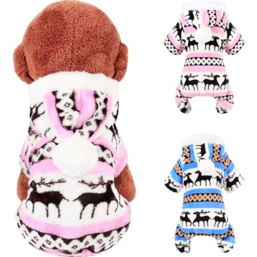 New Christmas Pet Dog Costume Winter Warm Fleece Dog Clothes for Small Dogs Chihuahua Pug Hooded Coat Jackets Puppy Cat Clothing